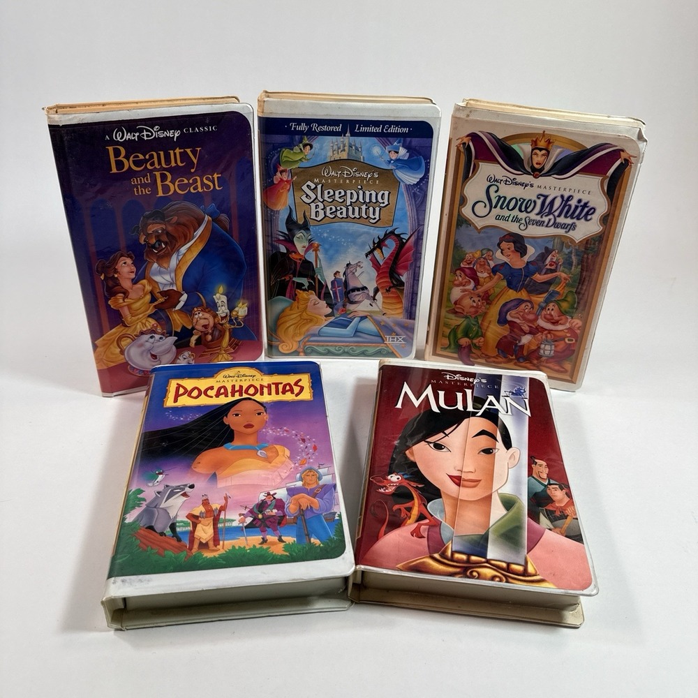 Disney Princess VHS Lot Beauty Beast Snow White Sleeping Beauty Mulan Pocahontas